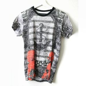 Philipp Plein Gray Orange Shirt Anchor Fish XS S